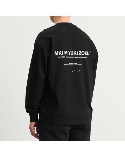 MKI Miyuki-Zoku Black Design Studio Long Sleeve T-Shirt for men