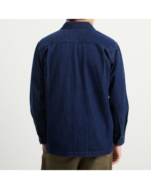 Universal Works Blue Denim Fatigue Overshirt for men