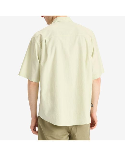 Auralee Natural Washed Finx Twill Big Half Sleeved Shirt for men