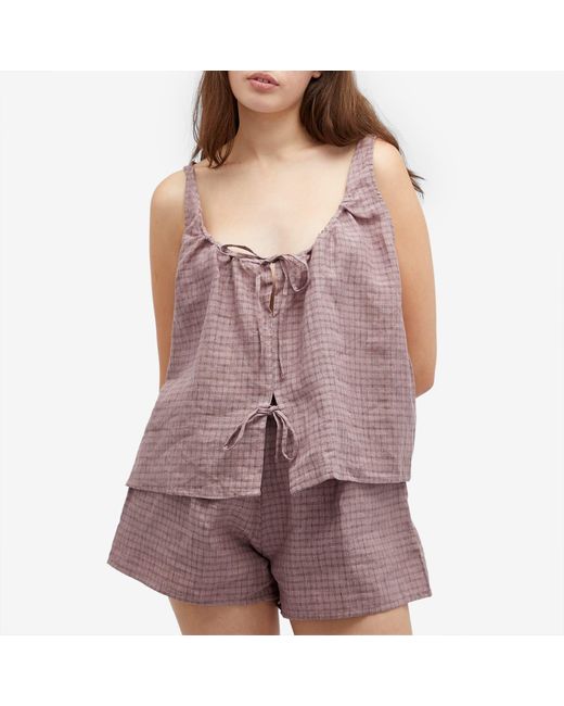 Deiji Studios Brown Open Linen Short Set