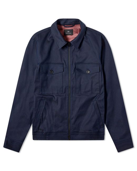 Paul Smith Blue Cotton Zip Jacket for men