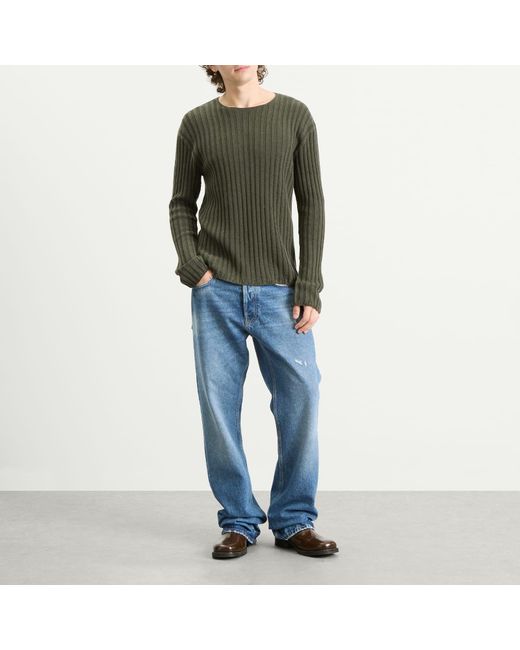 Acne Green Kartic Cotton Core Ribbed Jumper for men