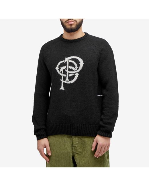 Pop Trading Co. Black Initials Knitted Crewneck for men