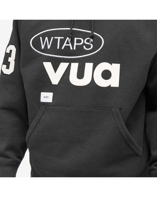 (w)taps Black 29 Printed Pullover Hoodie for men