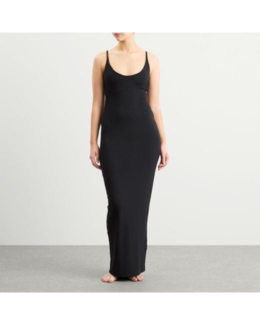 Skims Black Smooth Lounge Skimpy Scoop Neck Dress