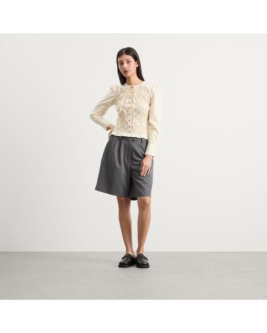 Damson Madder Natural Elliana Smocked Cardigan