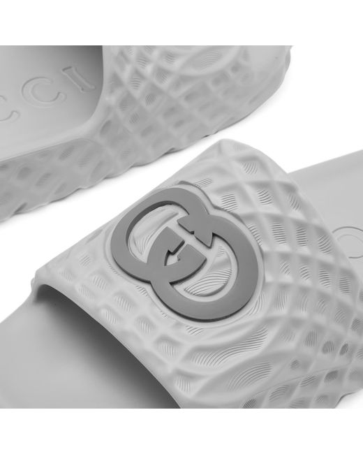 Gucci Gray Interlocking Logo Ripple Sole Slide for men