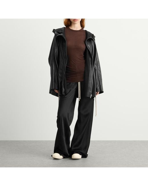 Rick Owens Black Zip Front Hooded Jacket