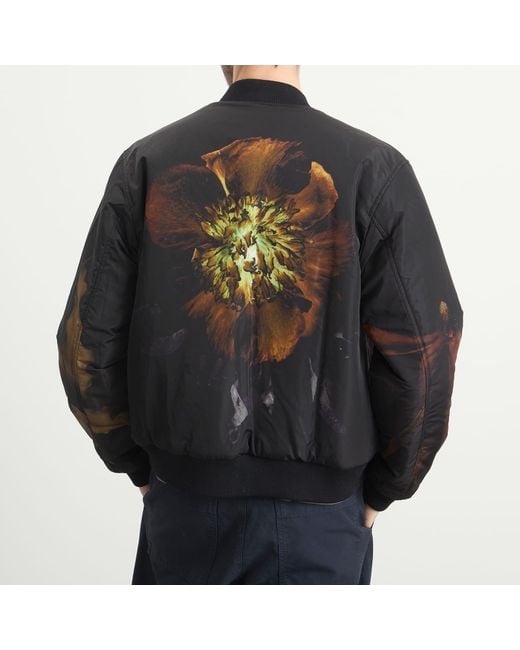 Dries Van Noten Blue Brushed Cotton Twill Bomber Jacket for men