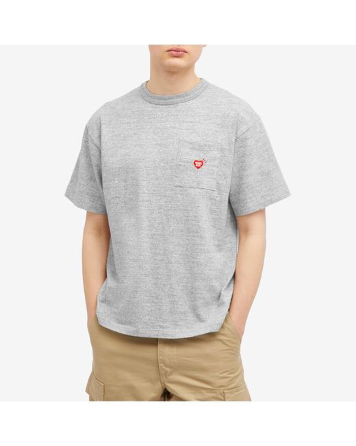Human Made Gray Heart Pocket T-Shirt for men