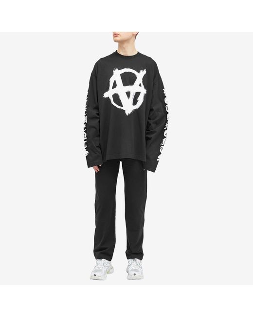 Vetements Gray Double Anarchy Long Sleeve T-Shirt for men