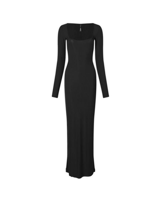 Skims Soft Lounge Long Sleeve Dress in Black Lyst UK