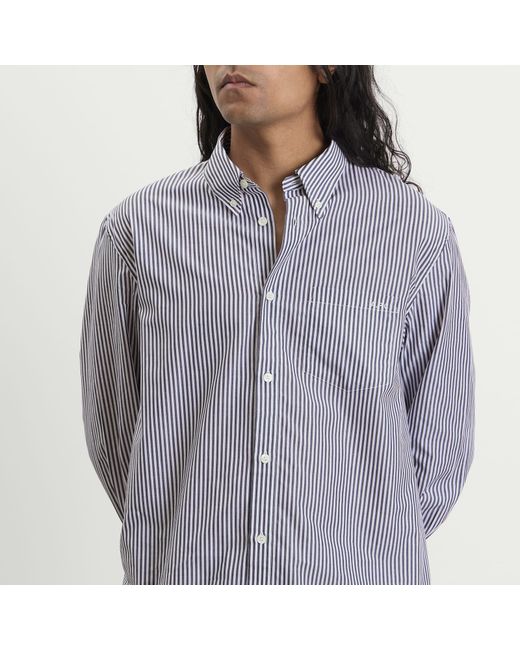 A.P.C. Blue New Greg Stripe Poplin Shirt for men