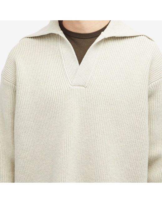 Studio Nicholson White Nash Rib Polo Knit for men