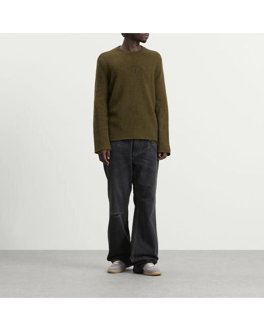 Maison Margiela Green Mm6 6 Logo Crewneck Jumper for men