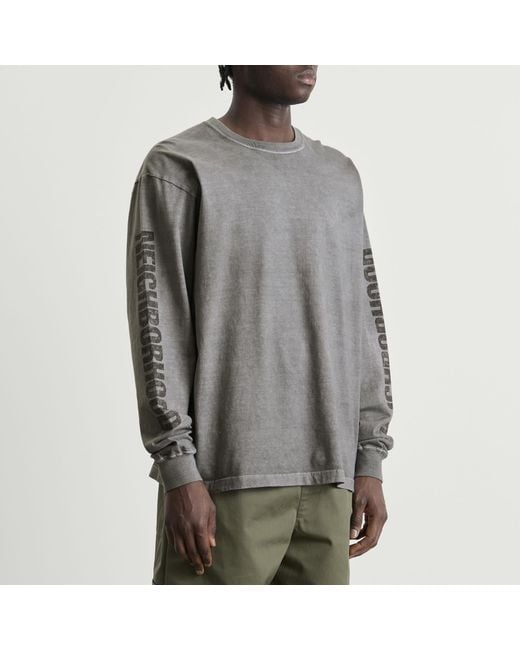Neighborhood Gray Ls-3 Pigment Dyed Long Sleeve T-Shirt for men