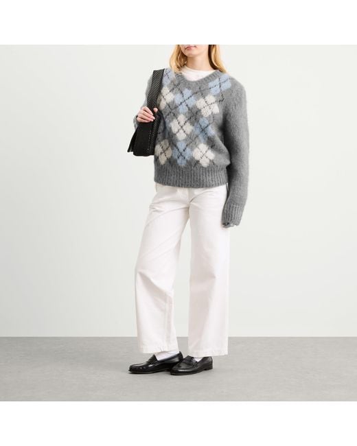 DUNST Gray Baby Alpaca Argyle Jumper