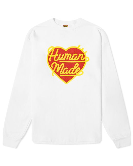 Human Made White Long Sleeve Heart T-Shirt for men