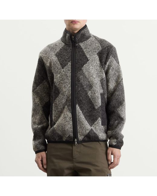 Moncler Black Zip Up Wool Jacquard Jacket for men