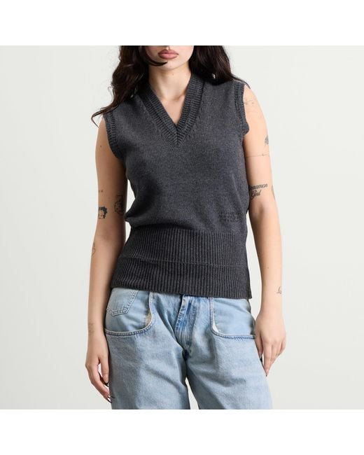 Maison Margiela Blue Mm6 V-Neck Knitted Vest