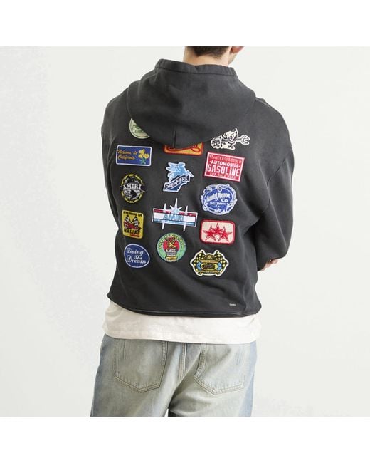 Amiri Gray Station Patch Oversized Hoodie for men