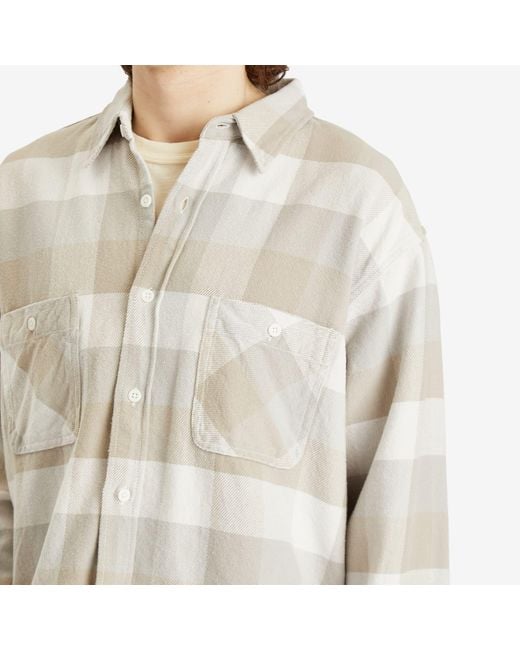 Beams Plus White Flannel Plaid Shirt for men