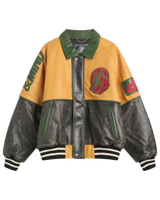 BBCICECREAM Gray Club Cracked Leather Varsity Jacket for men