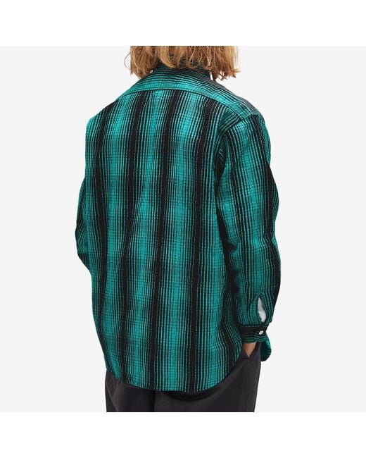 Beams Plus Green Flannel Work Shirt for men