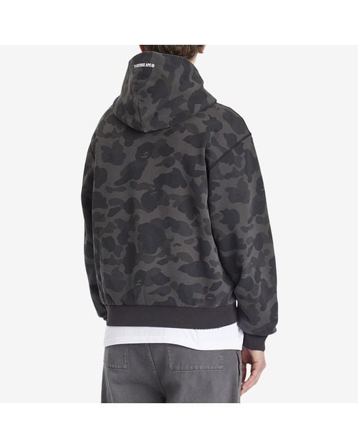 トップス 1STCAMOHEAVY WASH CROPPED FIT ZIP HOODIE A Bathing Ape 1St Camo Heavy Wash Cropped Fit Zip Hoodie in Black