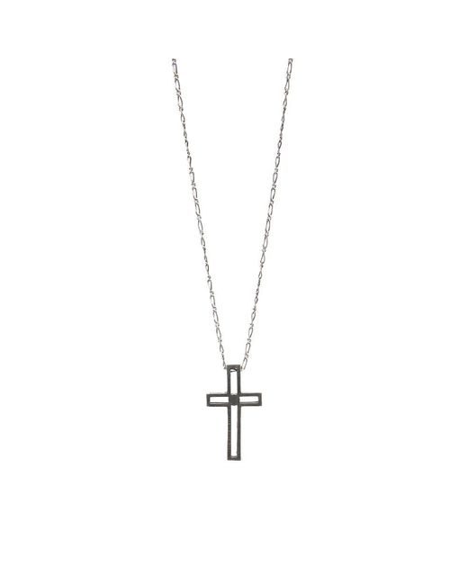 Saint Laurent Metallic Saint Larent Cross Necklace for men