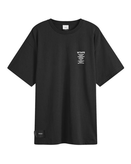 WTAPS Printed Cotton Ingredients Spec Tee in Black for Men WTAPS Printed Cotton Ingredients Spec Tee in Black for Men