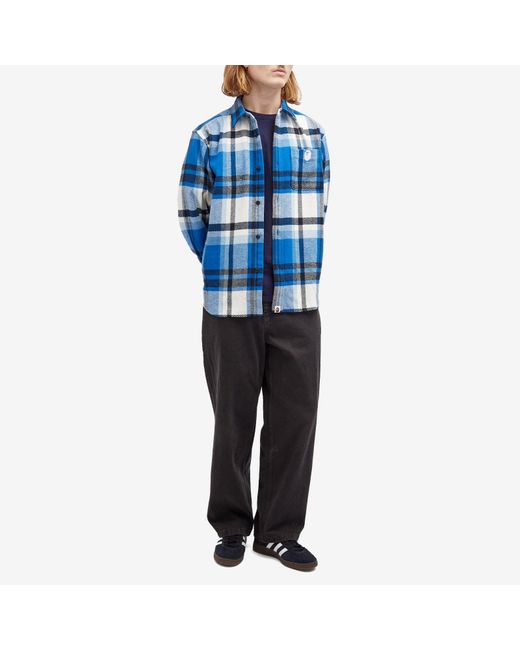 A Bathing Ape Blue Checked Overshirt for men