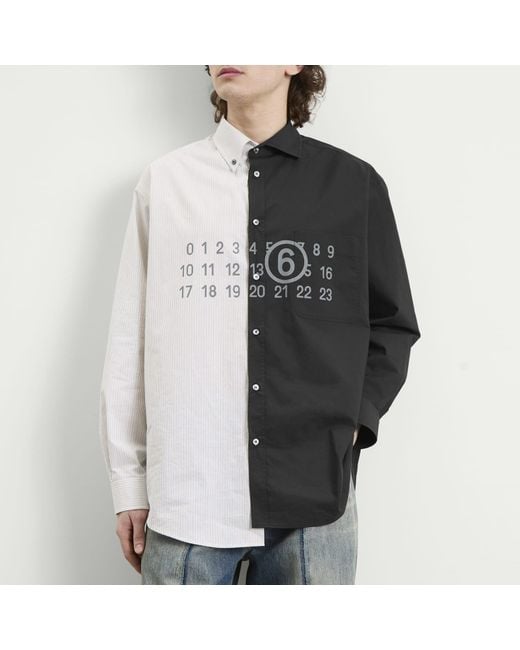 Maison Margiela Black Mm6 Bi-Colour Cotton Numbers Shirt for men