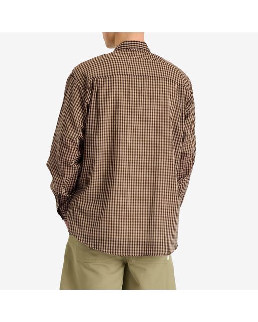 AURALEE Airy Light Cotton Check Big Shirt in Brown for Men AURALEE Airy Light Cotton Check Big Shirt in Brown for Men