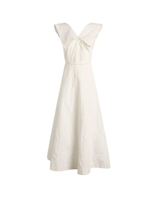 Damson Madder White Fan Fan Midi Dress