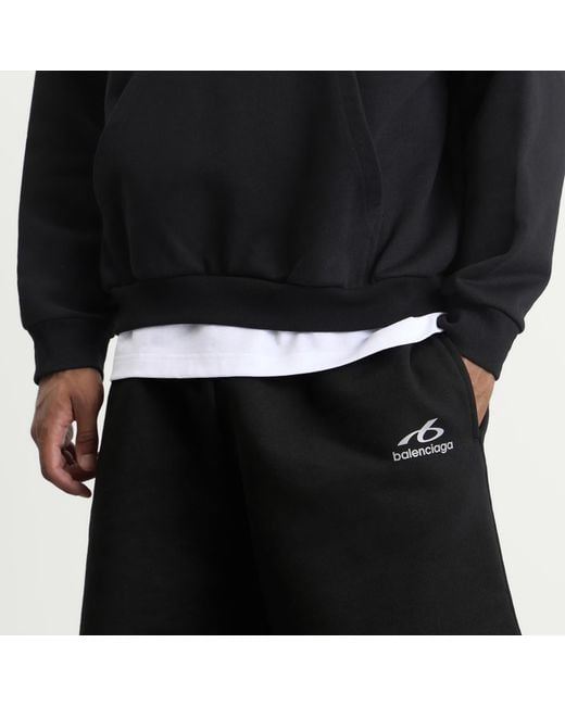 Balenciaga Black Logo Cotton Sweat Shorts for men