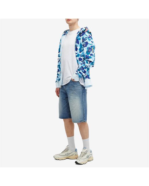 A Bathing Ape Blue College Denim Shorts for men