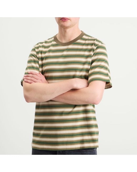 Auralee Green Gradient Stripe Jersey Tee for men