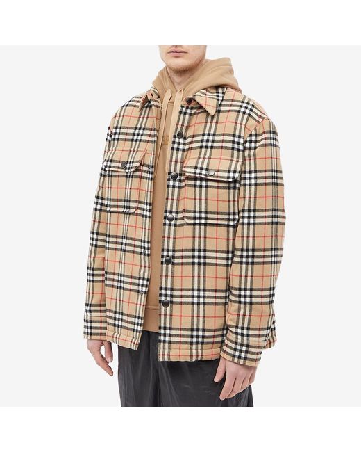 Burberry Brown Calmore Wool Check Shirt Jacket for men