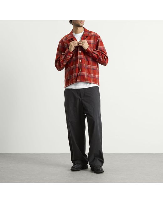 Bode Red Gable Plaid Overshirt for men