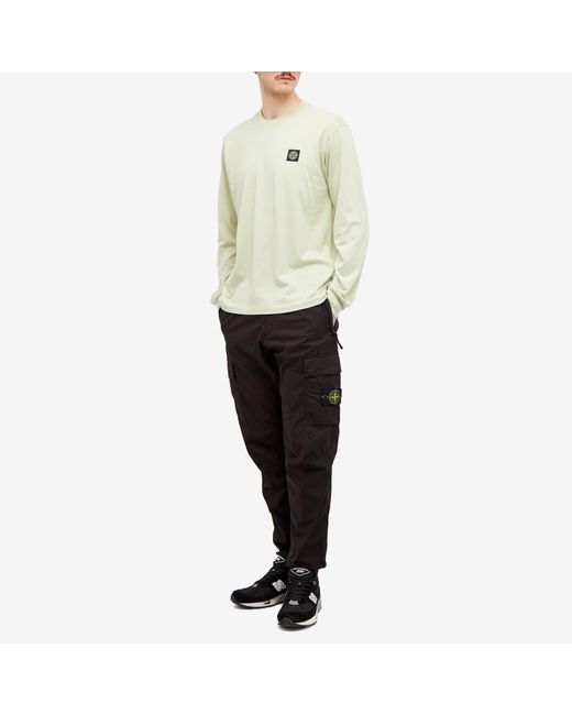 Stone Island White Long Sleeve Patch T-Shirt for men