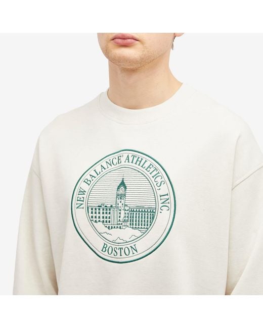 New Balance White Varsity Oversized Crewneck Sweat for men
