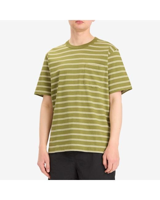 Norse Projects Green Holger Sailor Stripe Pocket T-Shirt for men