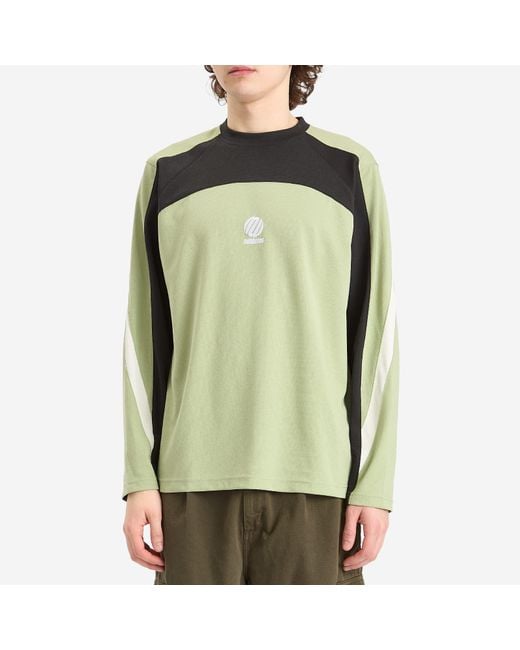 METALWOOD STUDIO Green Paneled Poly Long Sleeve T-Shirt for men