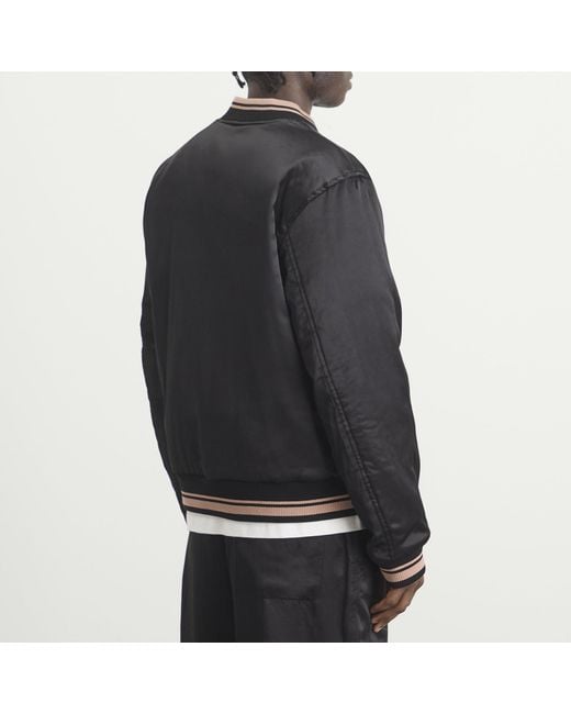 Dries Van Noten Black Abstract Floral Satin Reversible Bomber Jacket for men