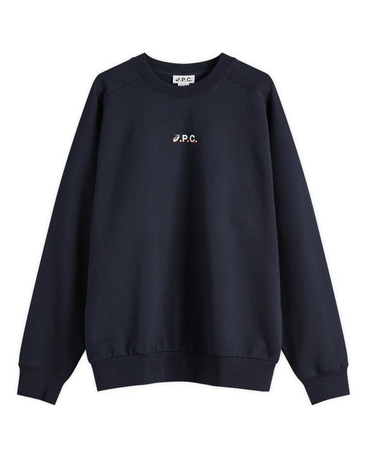 A.P.C. Blue X Asics Lake Crew Sweatshirt for men