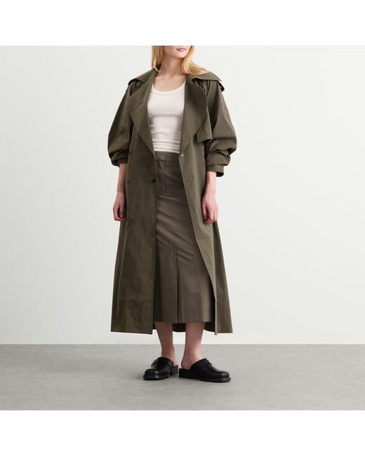 St. Agni Green Relaxed Trench Coat
