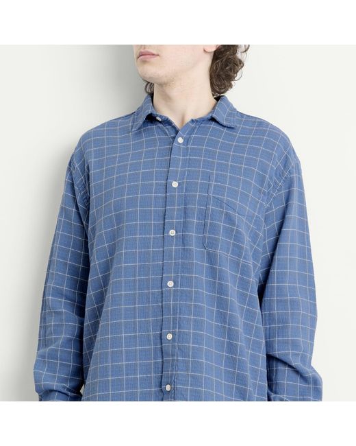 Forét Blue Scout Loose Weave Check Shirt for men