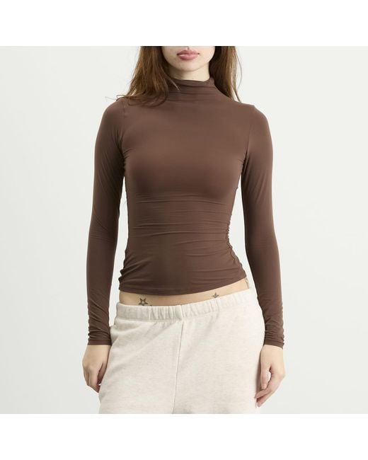 Skims Brown Fits Everybody Long Sleeve High Neck Top
