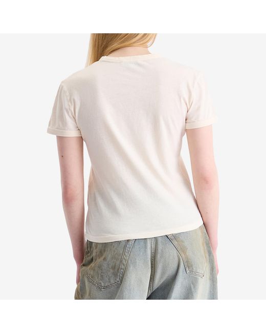 Acne Natural Etza Kiss Business Card Logo Shrunken T-Shirt